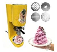 ORIDLECTAL Spaghetti Ice Cream Machine - Home Use Countertop, One-Touch Instant, Kid-Friendly, 80W Motor, 304SS, 4 Shape Molds, for Birthday Party & Family Game Night Yellow