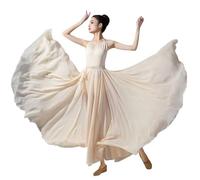 ORIDOOR 720 35" Long Women's Fairy Lyrical Dance Skirt Gradient Color Swing Skirt Ballet Modren Dance Costumes, B-champagne, One Size