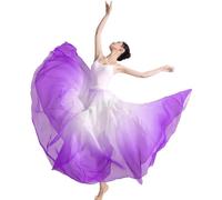 ORIDOOR 720 35" Long Women's Fairy Lyrical Dance Skirt Gradient Color Swing Skirt Ballet Modren Dance Costumes, A Purple White, One Size
