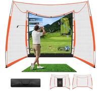ORIENEGAR Golf Simulator Cage with HD Impact Screen & Target Practice Cloth, 11x8x5 FT, Golf Hitting Net Cage for Indoor Outdoor Home Use, Garage Backyard Practice Cage