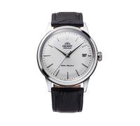 Orient Bambino 38 mm - Men's Automatic Mechanical Watch with Leather Strap and Analogue Display - RA-AC0M, Black Strap Grey Dial, Strip