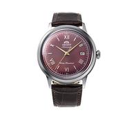 Orient Bambino 40.5mm Red Dial Roman Numerals Brown Leather Strap, One Colour, Men One Colour