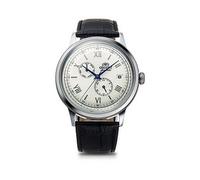 Orient Bambino Automatic Multi Dial 40mm Silver Dial Stainless Steel Case Black Leather Strap, Multi, Men Print