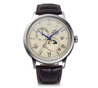 Orient Bambino Mens Sun And Moon Brown Leather Strap Watch