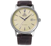 Orient Bambino RA-AC0F16S30B Automatic Men’s Watch - European Exclusive, Sapphire Crystal, White Dial, Stainless Steel Case, Leather Strap, 41.6 mm, Exhibition Caseback