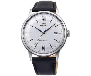 Orient Bambino V6 Men's Automatic Manual Winding Mechanical Classic Wrist Watch, Leather Silver, Strap