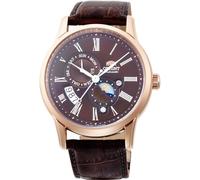 Orient Bambino Sun & Moon Brown Dial Leather Strap Mens Watch RA-AK0009T10B