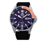 Orient Kano/Big Mako Men's Automatic Manual Winding Mechanical Sports Steel Silicone Wrist Watch - Underwater, Silicone Blue Orange, Strap