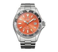 Orient Mako GMT Orange Dial Men's Silver Stainless Steel Bracelet Watch