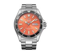Orient Mako Kamasu Orange Dial Men's Silver Stainless Steel Bracelet Watch