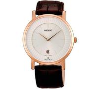 Orient Men's 38mm Leather Band Rose Gold Plated Case Quartz Watch FGW0100CW0