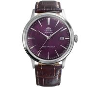 Orient Classic Bambino Classic - Men's Automatic and Manual Winding Mechanical Classic Brown Leather Strap Stainless Steel Case Analogue Violet Dial - RA-AC0032V