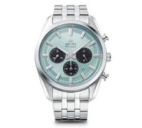 Orient Men's Solar Powered Analog Watch with Stainless Steel Strap RN-TX0304L, Blue (Sky Blue), Bracelet Type: