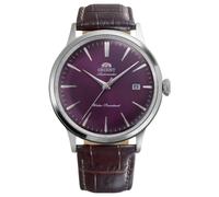 Orient Classic Bambino Classic - Men's Automatic and Manual Winding Mechanical Classic Brown Leather Strap Stainless Steel Case Analogue Violet Dial - RA-AC0032V