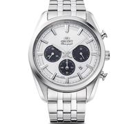 Orient Stretto 40mm Date Chronograph White Steel Mens Solar Watch RA-TX0305S10B