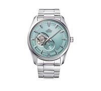 Orient Stretto Semi Skeleton Light Blue Open Aperture Dial Steel, Light Blue, Men Light Blue