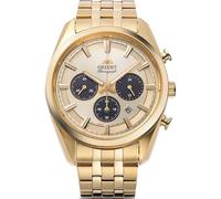 Orient Stretto Solar Chronograph 40mm Champagne Dial Gold Colour Strap Men’s Watch RA-TX0301G10B