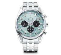 Orient Stretto Solar Chronograph 40mm Sky Blue Dial Steel Strap Men’s Watch RA-TX0304L10B