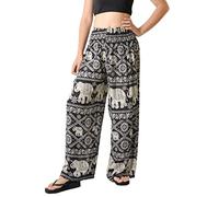Orient Trail Open Ankle Wide Leg Harem Pants with Pocket -Yoga Flowy Pants for Women US Size 0-22, Elephant Black, M