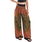 Orient Trail Open Ankle Wide Leg Harem Pants with Pocket -Yoga Flowy Pants for Women US Size 0-22, Mandela Olive, Large