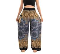 Orient Trail Open Ankle Wide Leg Harem Pants with Pocket -Yoga Flowy Pants for Women US Size 0-22, Rustic Hippie, M