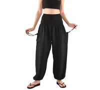 Orient Trail Women's Hippie Yoga Tie Dye Harem Pants XL Solid Black