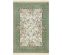 THE RUGS Oriental Velvet Antik Flowers Rug - Floral Fringed Viscose Carpet in Green | Size: 95 cm x 133 cm THE RUGS Green 95 cm x 133 cm