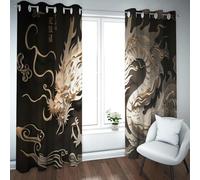 Oriental Art Blackout Curtains Chinese Dragon Pattern Window Treatments Drapes for Boys Girls Bedroom Apartment Thermal Insulated W42xL84in 2 Panels