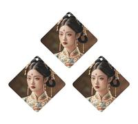 Oriental Beauty Car Air Freshener, 3 Pcs Rhombus Hanging Air Freshener Cards, Long Lasting Fragrance Scented Cards for Car, Home, Office Black-style