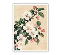 Oriental Blossom Canvas Poster Pink White Flowers Leaf Wall Art 70x90cm