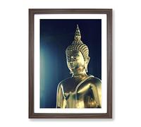Oriental Buddha No.10 Modern Framed Wall Art Print, Ready to Hang Picture for Living Room Bedroom Home Office Décor, Walnut A3 (34 x 46 cm)