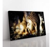 Oriental Buddha No.11 Modern CB Canvas Wall Art Print Ready to Hang, Framed Picture for Living Room Bedroom Home Office Décor, 76x50 cm (30x20 Inch)
