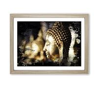 Oriental Buddha No.11 Modern CB Framed Wall Art Print, Ready to Hang Picture for Living Room Bedroom Home Office Décor, Oak A3 (46 x 34 cm)