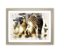 Oriental Buddha No.11 Modern FC Framed Wall Art Print, Ready to Hang Picture for Living Room Bedroom Home Office Décor, Oak A3 (46 x 34 cm)