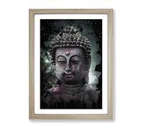 Oriental Buddha No.4 Modern Cb Framed Wall Art Print, Ready to Hang Picture for Living Room Bedroom Home Office Décor, Oak A3 (34 x 46 cm)
