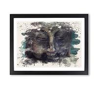 Oriental Buddha No.5 Modern FC Framed Wall Art Print, Ready to Hang Picture for Living Room Bedroom Home Office Décor, Black A2 (64 x 46 cm)
