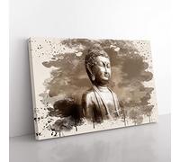 Oriental Buddha No.6 Modern FC Canvas Wall Art Print Ready to Hang, Framed Picture for Living Room Bedroom Home Office Décor, 50x35 cm (20x14 Inch)