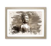 Oriental Buddha No.6 Modern FC Framed Wall Art Print, Ready to Hang Picture for Living Room Bedroom Home Office Décor, Oak A3 (46 x 34 cm)