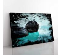 Oriental Buddha No.8 Modern CB Canvas Wall Art Print Ready to Hang, Framed Picture for Living Room Bedroom Home Office Décor, 76x50 cm (30x20 Inch)