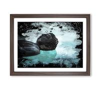 Oriental Buddha No.8 Modern CB Framed Wall Art Print, Ready to Hang Picture for Living Room Bedroom Home Office Décor, Walnut A2 (64 x 46 cm)