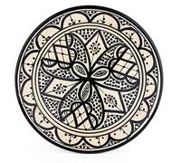 Oriental Ceramic Plate Round Diameter 25 cm Black / White