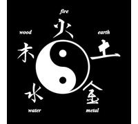 Oriental Chinese Characters Yin Yang Zen Asian Style Fine Carving Decals 54x54.2cm Store Decoration White