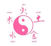 Oriental Chinese Characters Yin Yang Zen Asian Style Fine Carving Decals 72x72.2cm Multiple Size Options Pink
