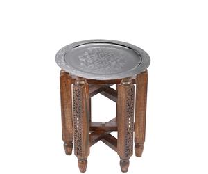 Oriental Coffee Table Halab Brown Mehdia Silver 40Cm