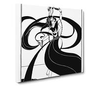 Oriental Dancer by Aubrey Beardsley Classic Painting Canvas Wall Art Print Ready to Hang, Framed Picture for Living Room Bedroom Home Office Décor, 14x14 Inch (35x35 cm)