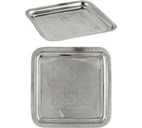 Oriental Decorative Tray Serving Tray Candle Tray Nacera Silver Square 27Cm