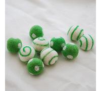 Oriental Direct based in West Yorkshire 100% Wool Felt Balls - 2.5cm - 10 Count - 5 Polka Dots & 5 Swirl Felt Balls - Green Flash