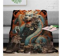 Oriental Dragon Blanket 3D Printed Mythical Creature Throw Bedding Gifts Plush Soft Cozy Lightweight Fluffy for Bed And Couch for Boys Girls All Season Couch Sofa 60x80inch(150x200cm)