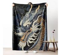 Oriental Dragon Blankets Queen Soft Lightweight, Asian Chinese Style Microfiber Blanket 78x86 Inch, Traditional Culture Art Throw Blanket Washable Warm Cozy for Bedroom Sofa Camping Travel