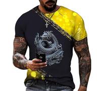 Oriental Dragon Graphic 3D Printed Men's T-Shirt Fashion Animal Pattern Personality Casual Round Neck Pullover Short Sleeve Tops